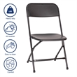 Spacious & Contoured Commercial Wide & Tall Black Plastic Folding Chairs-4 Pack
