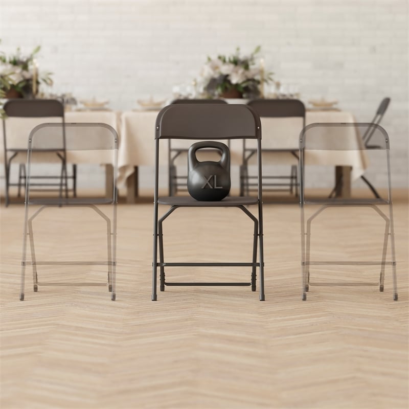 Spacious & Contoured Commercial Wide & Tall Black Plastic Folding Chairs-4 Pack