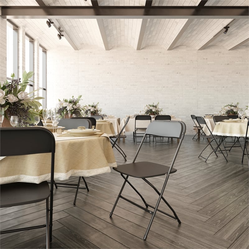 Spacious & Contoured Commercial Wide & Tall Black Plastic Folding Chairs-4 Pack