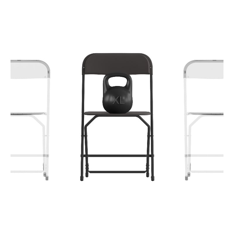 Spacious & Contoured Commercial Wide & Tall Black Plastic Folding Chairs-4 Pack