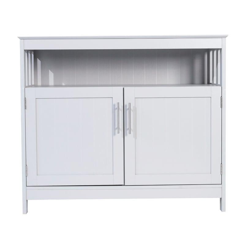 Classic Sideboard and Buffet Cabinet with Open and Closed Storage - Gray
