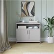 Classic Sideboard and Buffet Cabinet with Open and Closed Storage - Gray