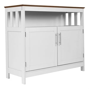 Classic Sideboard and Buffet Cabinet with Open and Closed Storage - White/Walnut