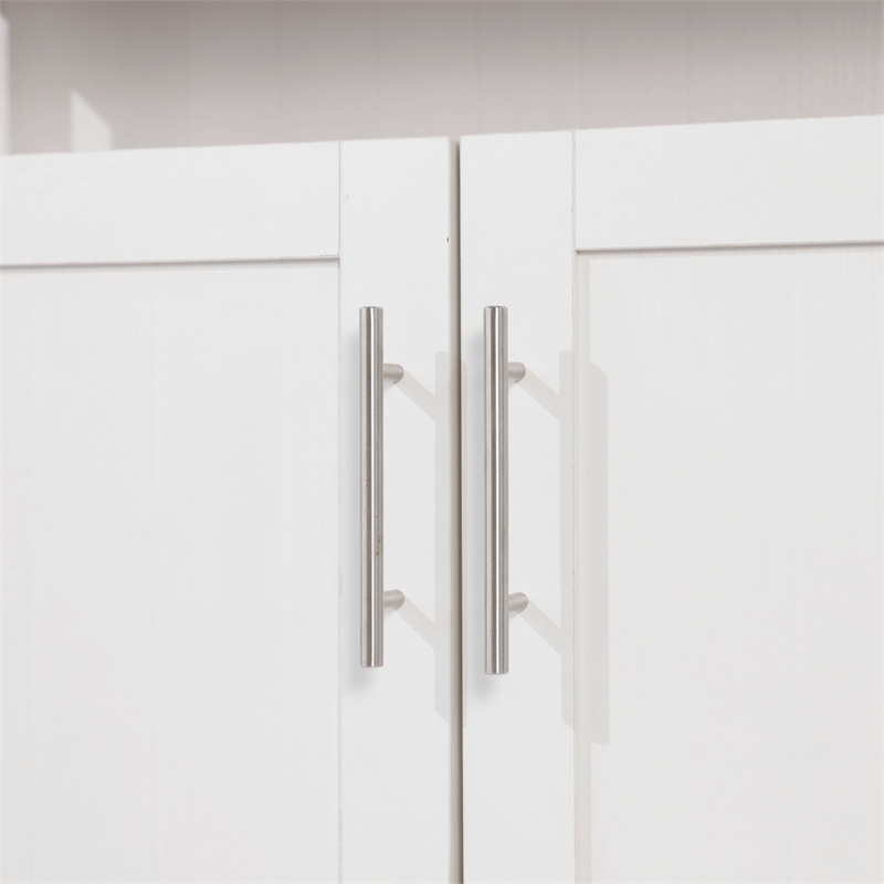 Classic Sideboard and Buffet Cabinet with Open and Closed Storage - White/Walnut