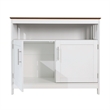 Classic Sideboard and Buffet Cabinet with Open and Closed Storage - White/Walnut