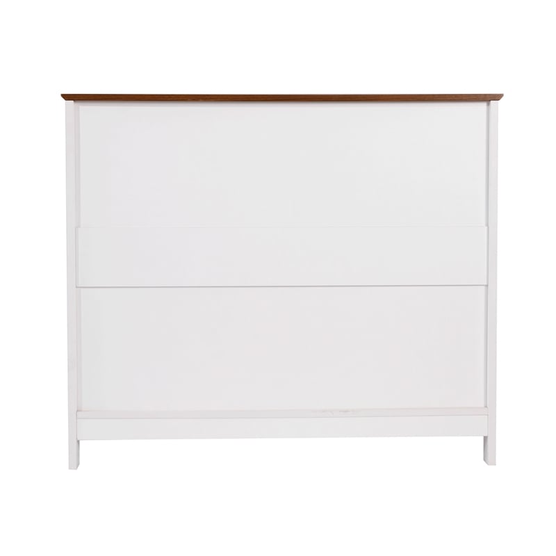 Classic Sideboard and Buffet Cabinet with Open and Closed Storage - White/Walnut