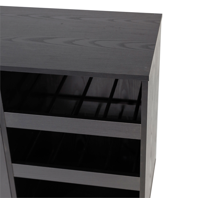 Classic Sideboard and Bar Cabinet with Open and Closed Storage - Black
