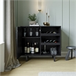 Classic Sideboard and Bar Cabinet with Open and Closed Storage - Black