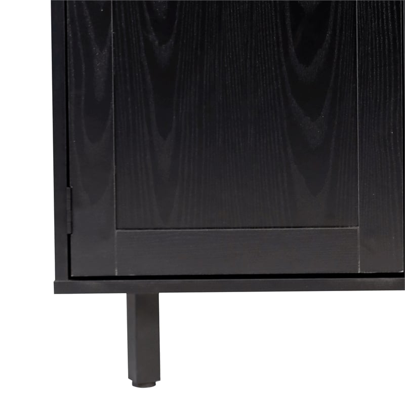 Classic Sideboard and Bar Cabinet with Open and Closed Storage - Black
