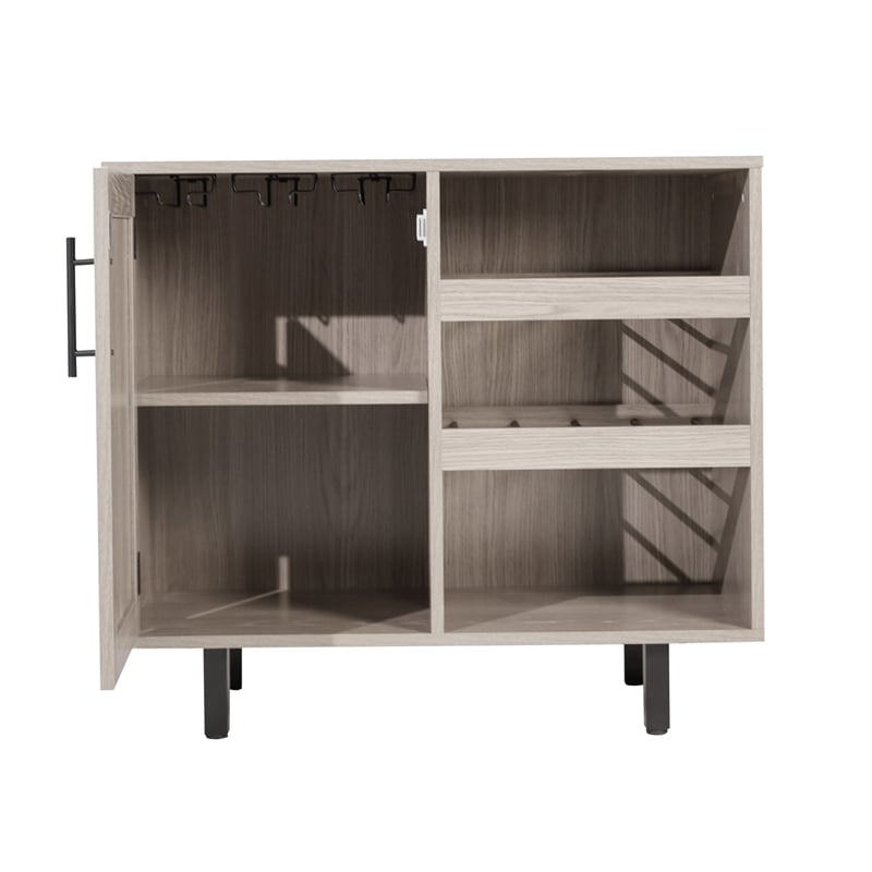 Classic Sideboard and Bar Cabinet with Open and Closed Storage - Gray
