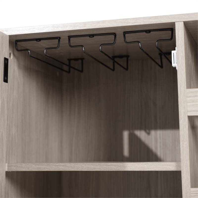 Classic Sideboard and Bar Cabinet with Open and Closed Storage - Gray