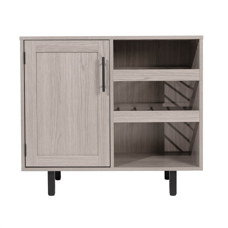 Classic Sideboard and Bar Cabinet with Open and Closed Storage - Gray