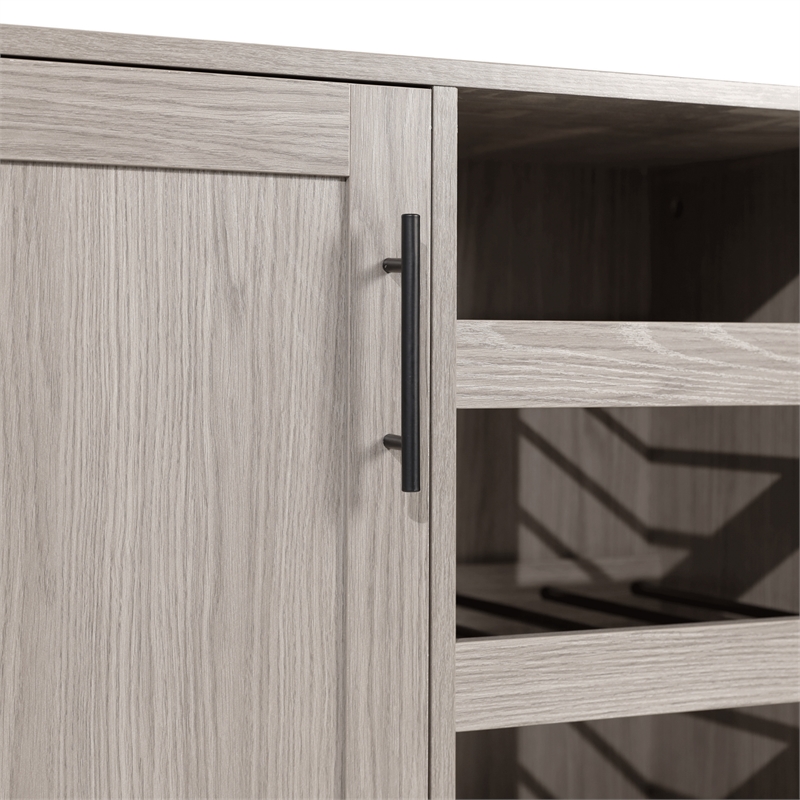 Classic Sideboard and Bar Cabinet with Open and Closed Storage - Gray