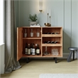 Classic Sideboard and Bar Cabinet with Open and Closed Storage - Light Brown