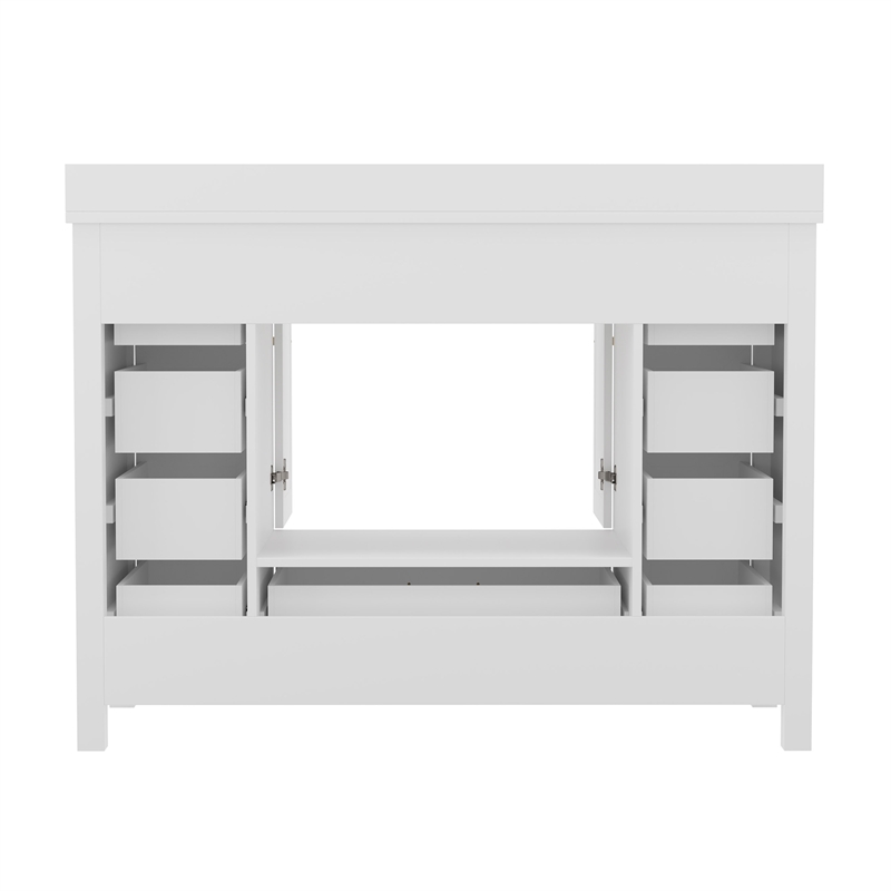 48 Inch Bathroom Vanity with Sink Storage Cabinet and 9 Drawers in White