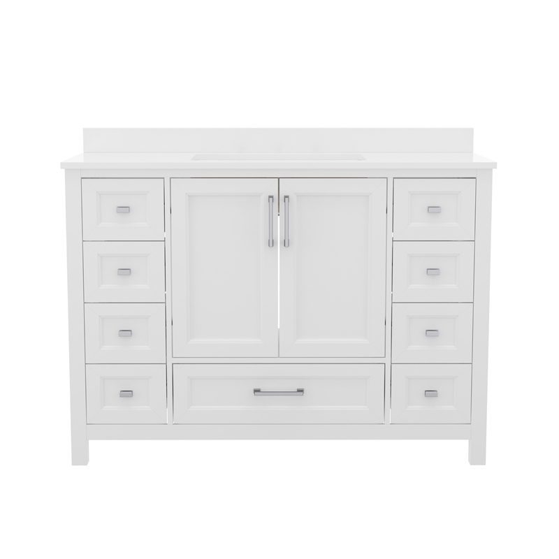 48 Inch Bathroom Vanity with Sink Storage Cabinet and 9 Drawers in White