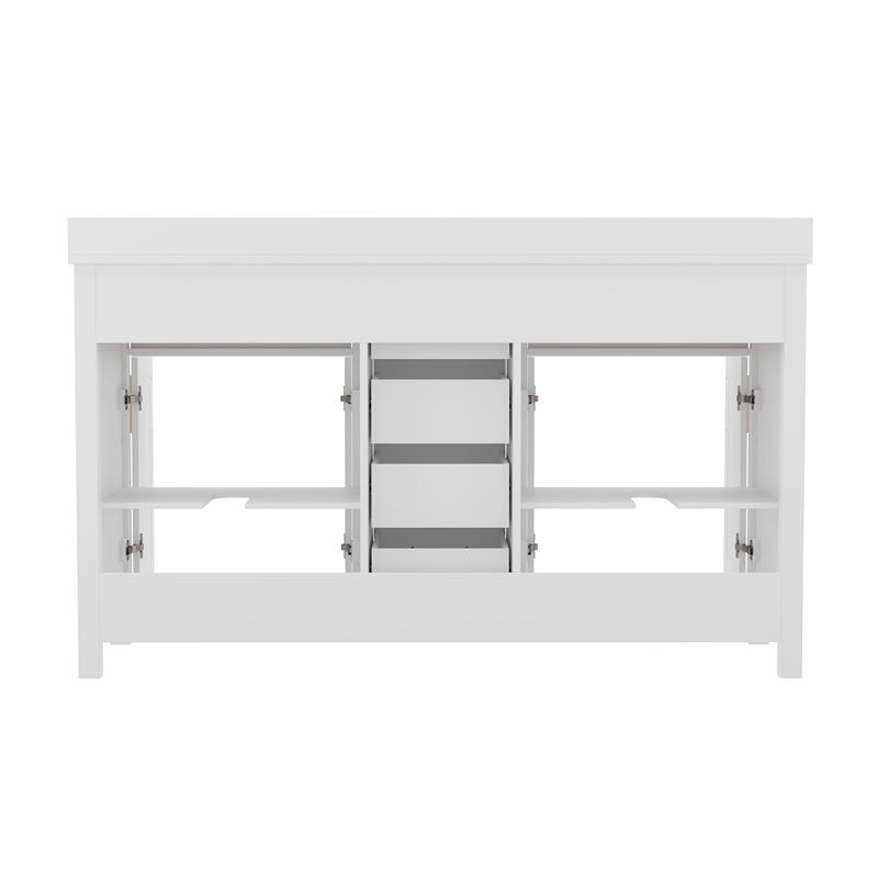 60 Inch Bathroom Vanity with 2 Sinks 2 Storage Cabinets and 6 Drawers in White