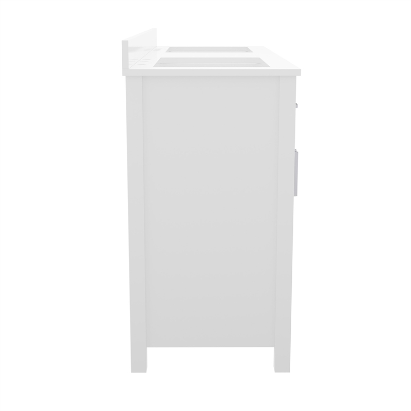 60 Inch Bathroom Vanity with 2 Sinks 2 Storage Cabinets and 6 Drawers in White