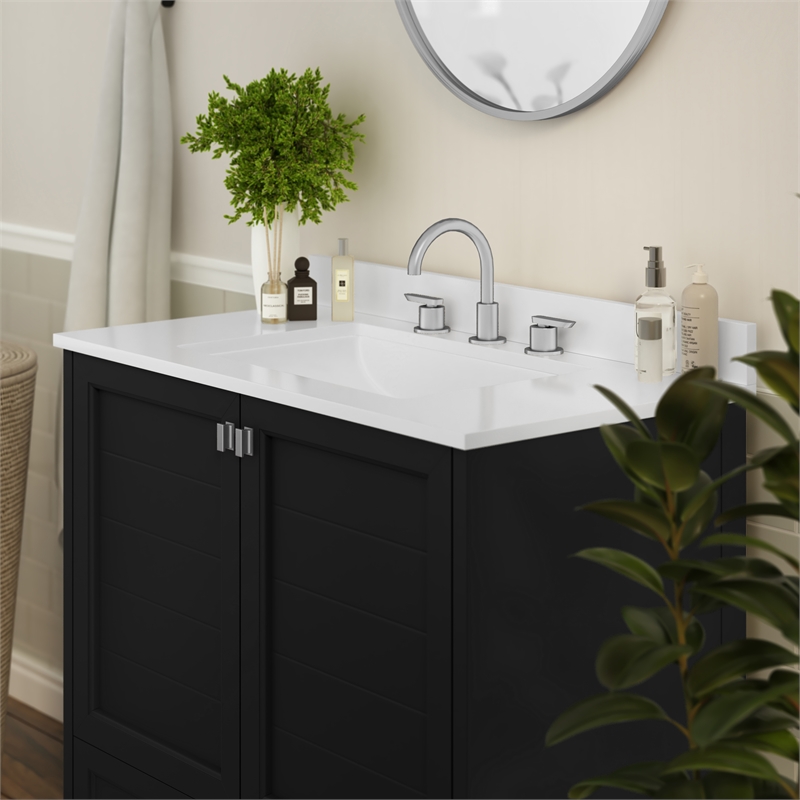 36 Inch Bathroom Vanity with Undermount Sink Cabinet and Drawer in Black