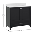 36 Inch Bathroom Vanity with Undermount Sink Cabinet and Drawer in Black