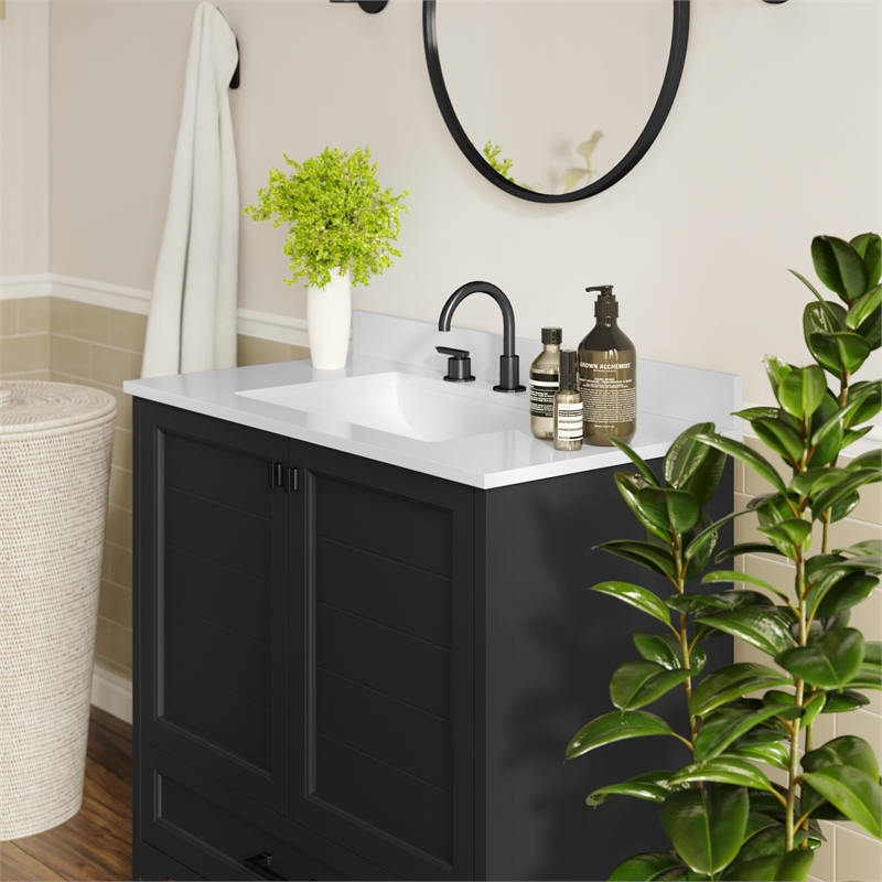 36 Inch Bathroom Vanity with Undermount Sink Cabinet and Drawer in Black