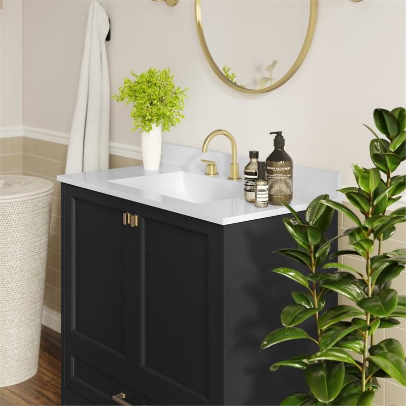 36 Inch Bathroom Vanity with Undermount Sink Cabinet and Drawer in Black