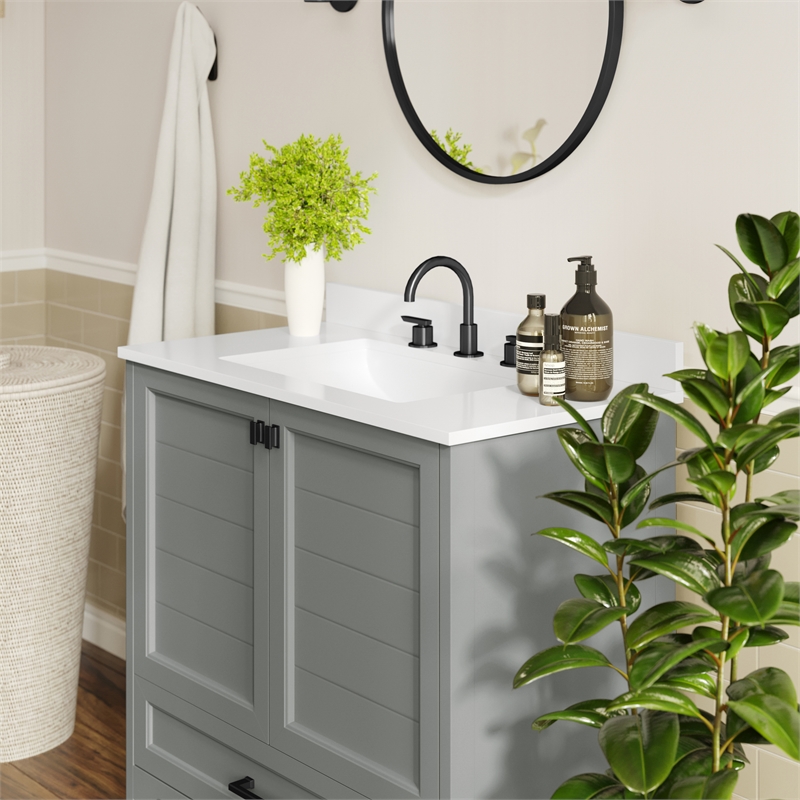 36 Inch Bathroom Vanity with Undermount Sink Cabinet and Drawer in Gray