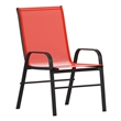 Commercial 5 Pc Outdoor Patio Dining Set with Glass Table and 4 Chairs - Red