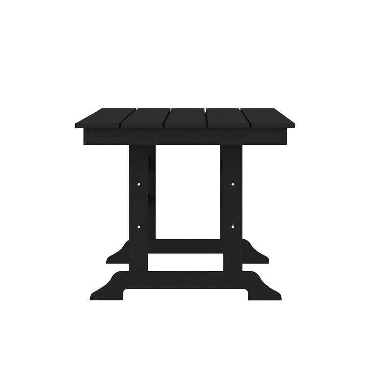 Commercial All Weather Adirondack Table and 6 Chairs with Cupholders in Black