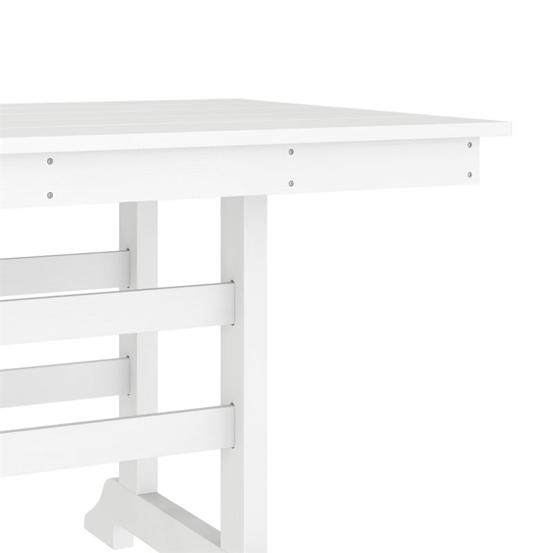 Commercial All Weather Adirondack Table and 6 Chairs with Cupholders in White