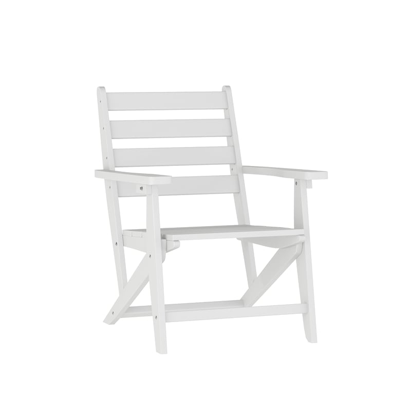 Commercial All Weather Adirondack Table and 6 Chairs with Cupholders in White