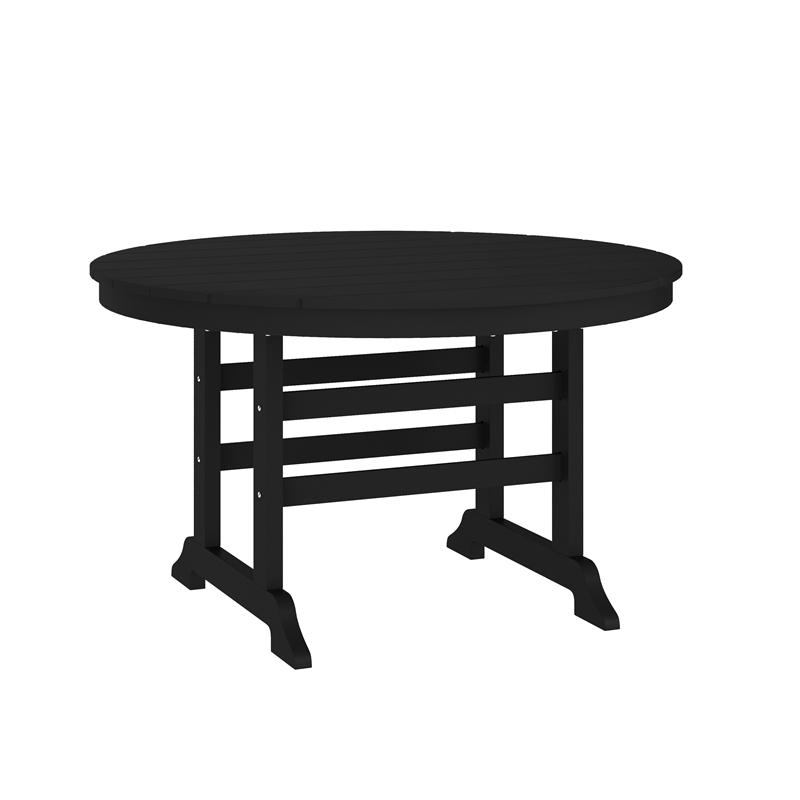 Commercial All Weather Adirondack Table and 4 Chairs with Cupholders in Black