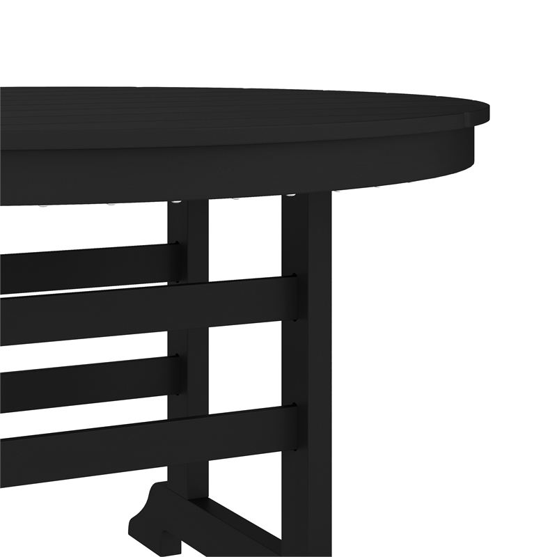Commercial All Weather Adirondack Table and 4 Chairs with Cupholders in Black