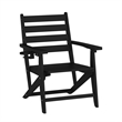 Commercial All Weather Adirondack Table and 4 Chairs with Cupholders in Black