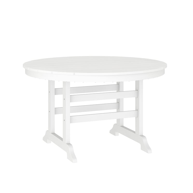 Commercial All Weather Adirondack Table and 4 Chairs with Cupholders in White