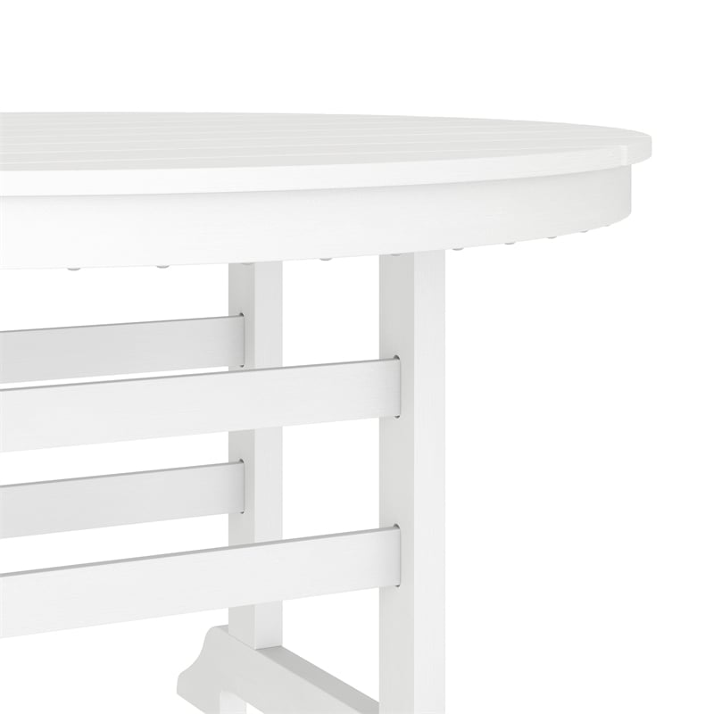 Commercial All Weather Adirondack Table and 4 Chairs with Cupholders in White