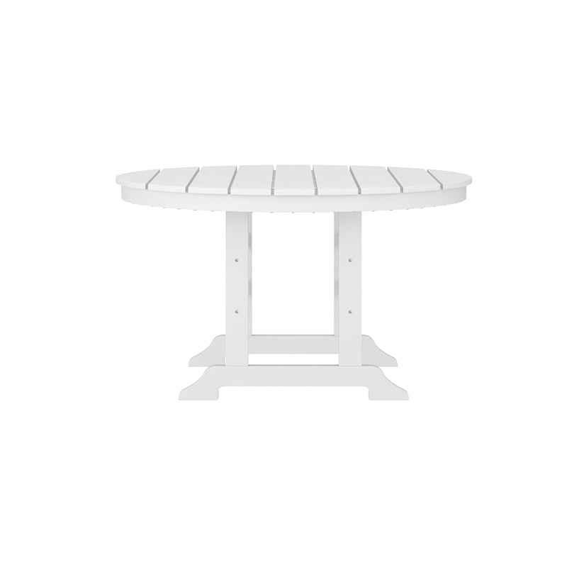 Commercial All Weather Adirondack Table and 4 Chairs with Cupholders in White