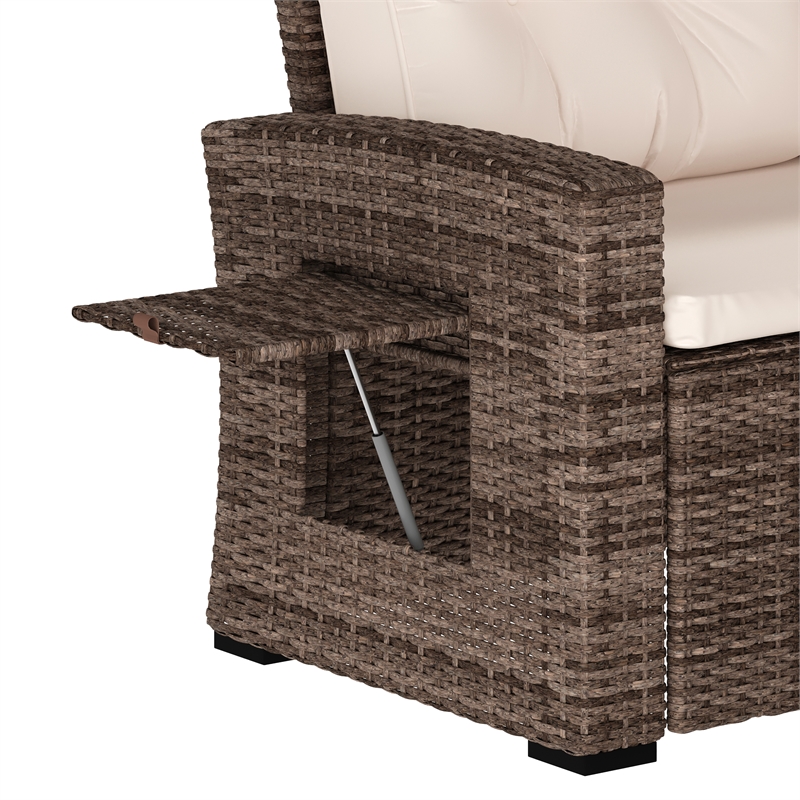 Indoor/Outdoor Conversation Set with Sofa and Table in Beige & Brown