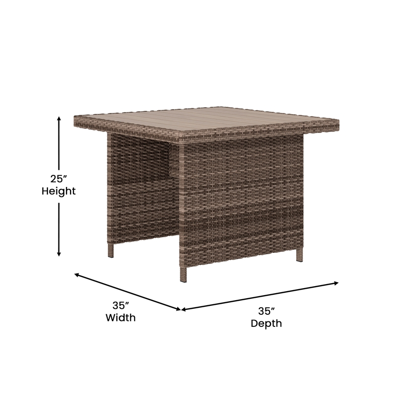 Indoor/Outdoor Conversation Set with Sofa and Table in Beige & Brown