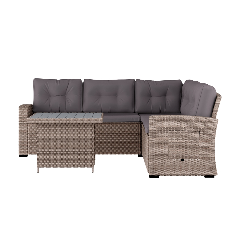 Flash Furniture Indoor/Outdoor Conversation Set with Sofa and Table in Gray