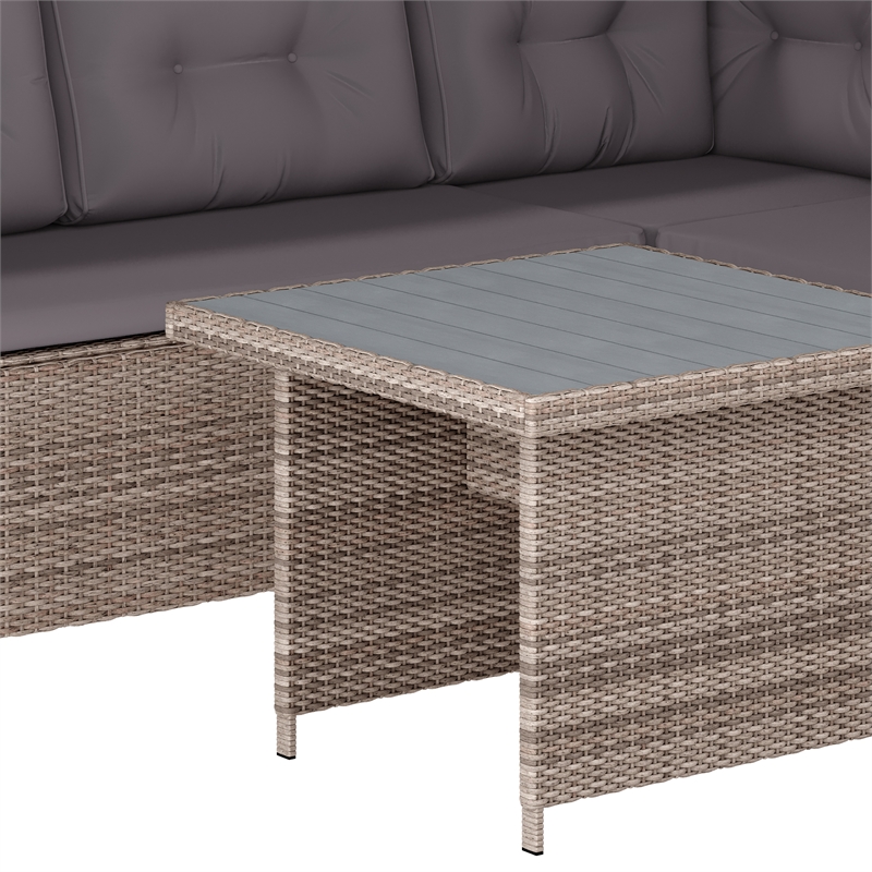 Flash Furniture Indoor/Outdoor Conversation Set with Sofa and Table in Gray