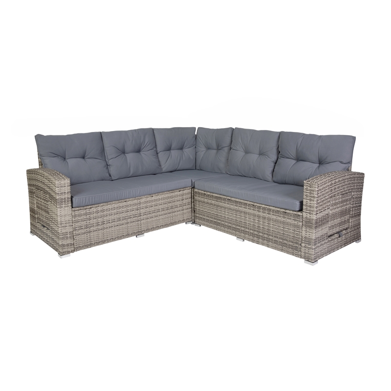 Flash Furniture Indoor/Outdoor Conversation Set with Sofa and Table in Gray