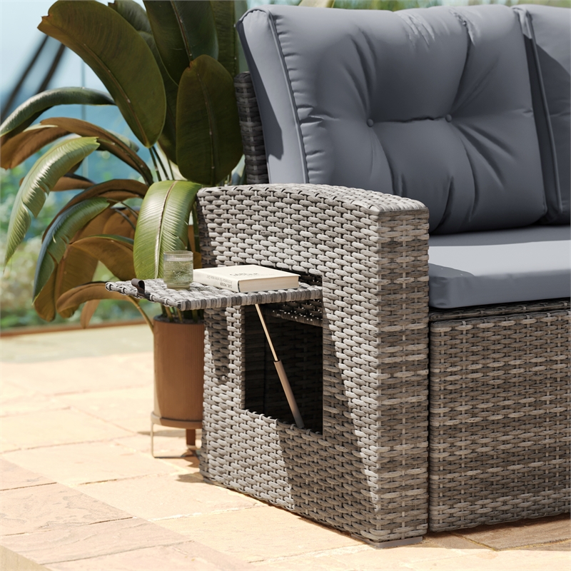 Flash Furniture Indoor/Outdoor Conversation Set with Sofa and Table in Gray