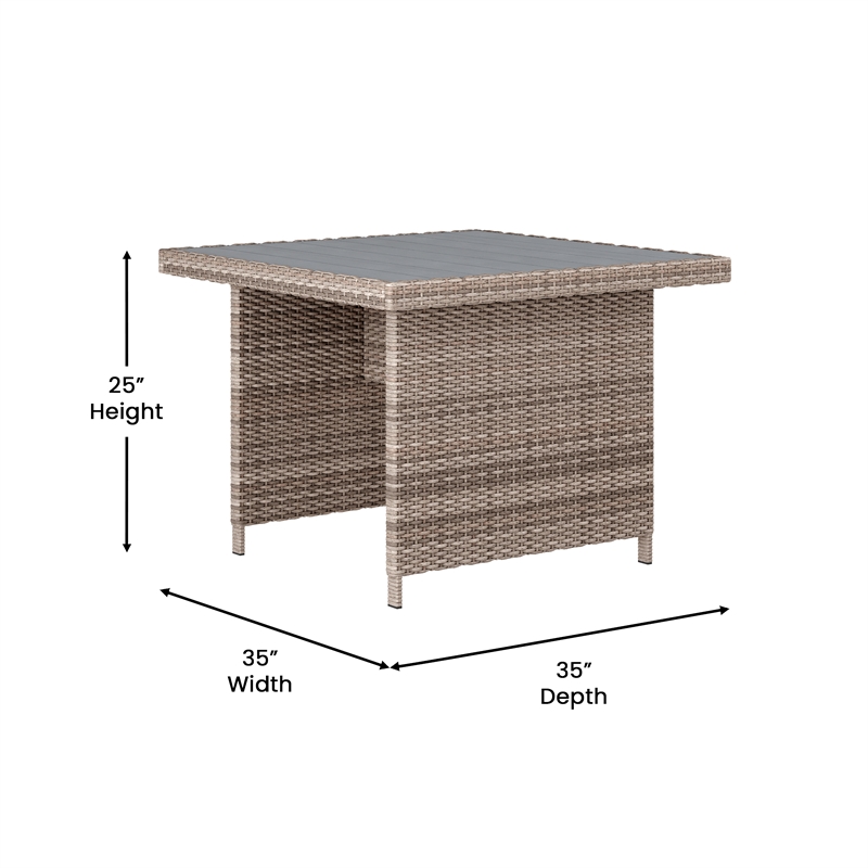 Flash Furniture Indoor/Outdoor Conversation Set with Sofa and Table in Gray