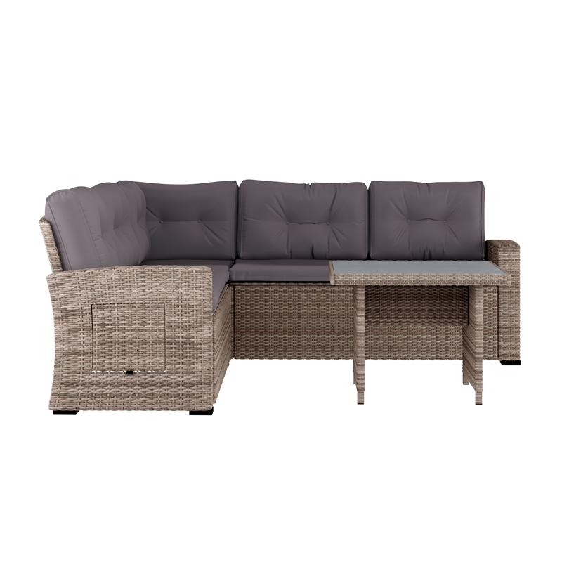 Flash Furniture Indoor/Outdoor Conversation Set with Sofa and Table in Gray
