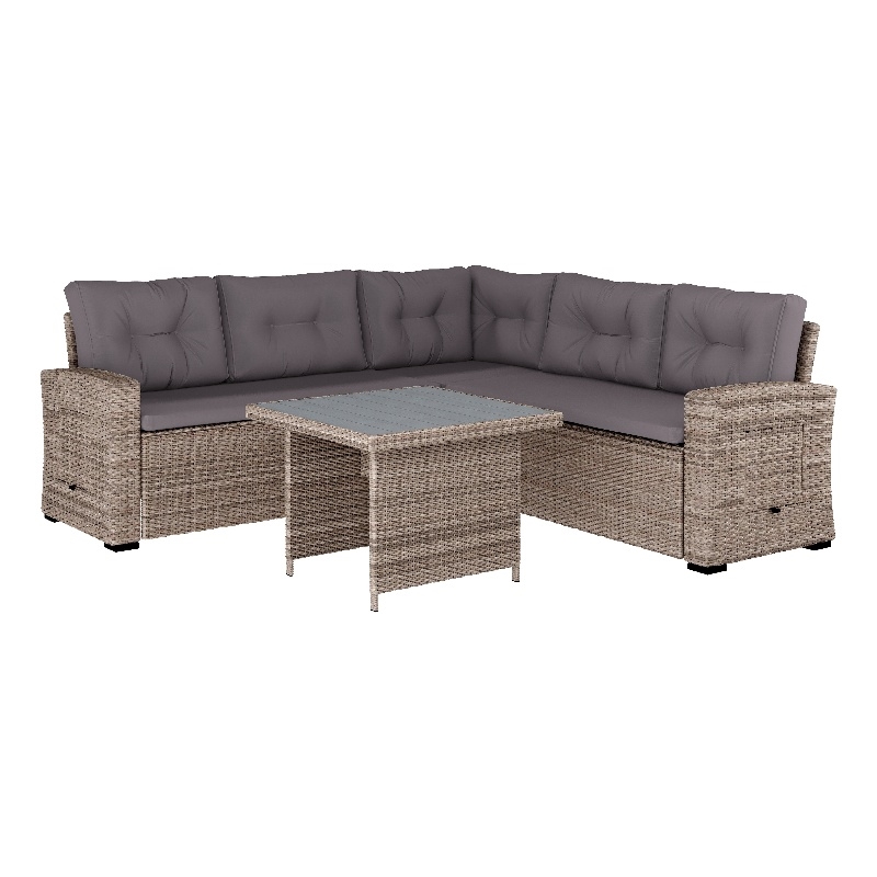 Flash Furniture Indoor/Outdoor Conversation Set with Sofa and Table in Gray