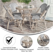 Indoor/Outdoor Commercial Bistro Set with Table and 4 Chairs in Blk/Wht
