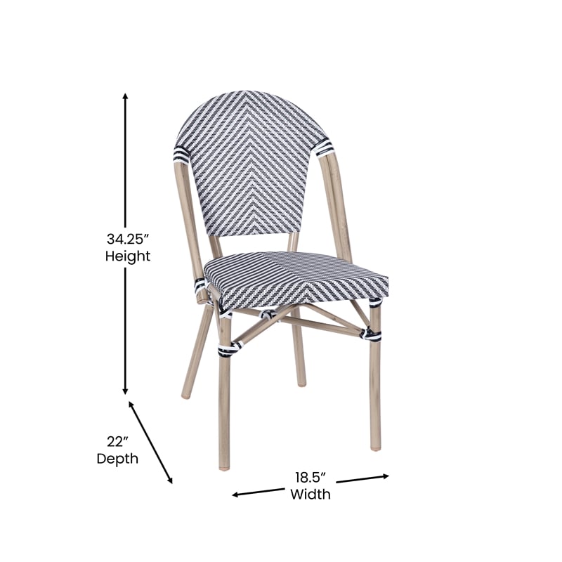 Indoor/Outdoor Commercial Bistro Set with Table and 4 Chairs in Blk/Wht