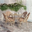 Indoor/Outdoor Commercial Bistro Set with Table and 4 Chairs in Nat/Wht
