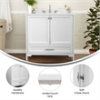 36 Inch Bathroom Vanity with Undermount Sink Cabinet and Drawer in White